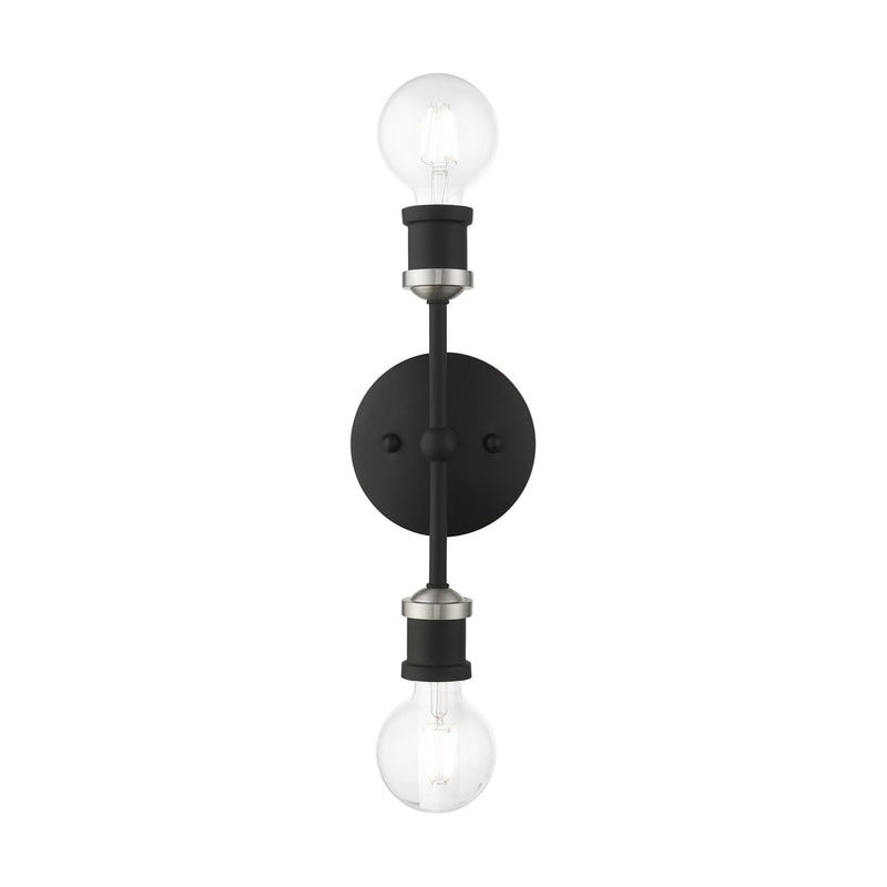 Lansdale 2-Light ADA Bath Vanity Light in Black with Brushed Nickel Accents