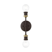 Lansdale 2-Light ADA Bath Vanity Light in Bronze with Antique Brass Accents