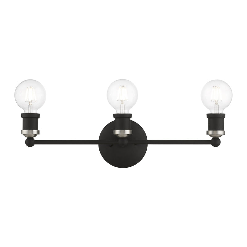 Lansdale 3-Light ADA Bath Vanity Light in Black with Brushed Nickel Accents