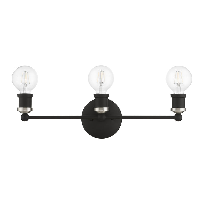 Lansdale 3-Light ADA Bath Vanity Light in Black with Brushed Nickel Accents
