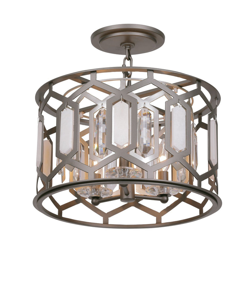 Hexly 3-Light Semi-Flush Mount in Bronze & Sultry Sliver