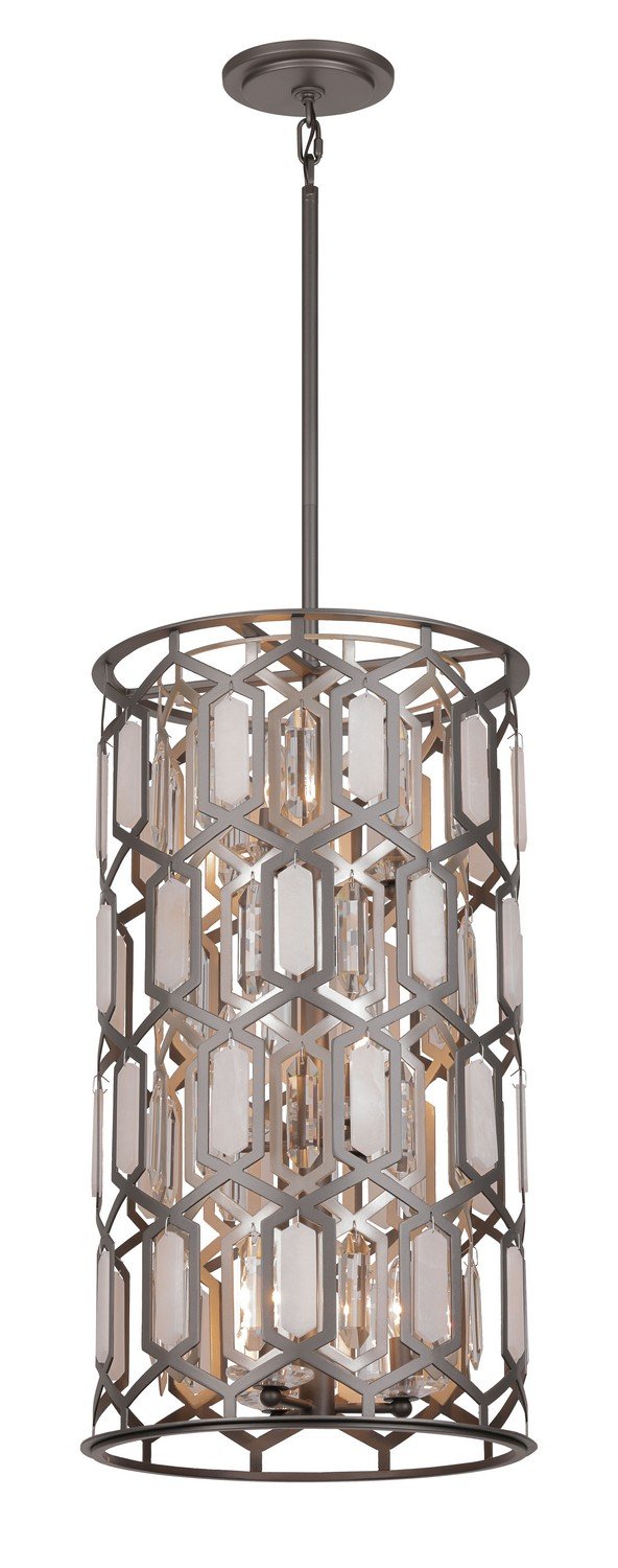 Hexly 9-Light Pendant in Bronze & Sultry Sliver