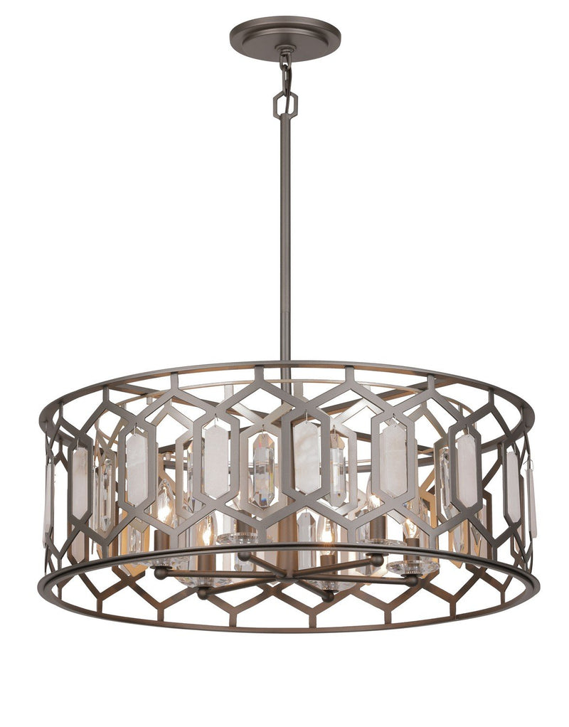 Hexly 6-Light Pendant in Bronze & Sultry Sliver