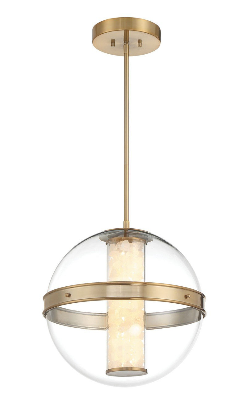 Divinely Small LED Globe Pendant in Celeste Brass
