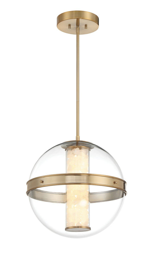 Divinely Small LED Globe Pendant in Celeste Brass