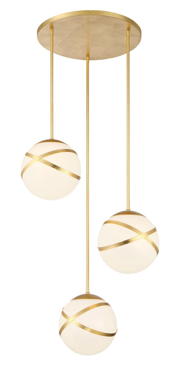 Batignolles 3-Light Cluster Pendant in Spring Gold Leaf