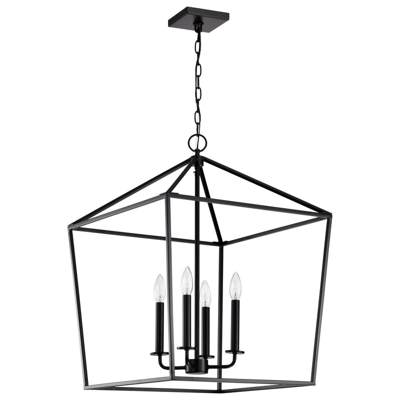Emma 20" 4-Light Lantern Pendant in Matte Black