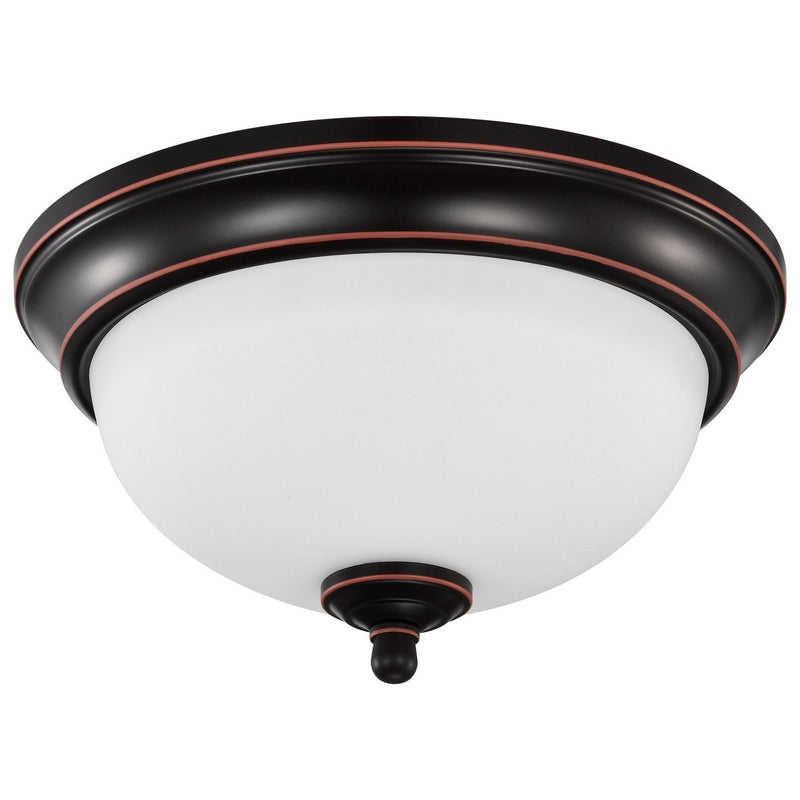 10.88" Frosted Bowl LED Flush Mount in Mahogany Bronze