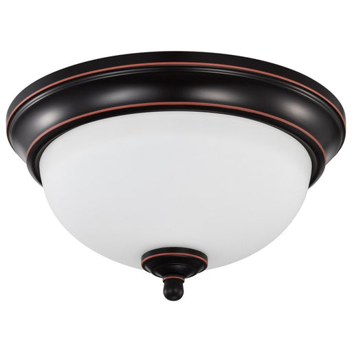 10.88" Frosted Bowl LED Flush Mount in Mahogany Bronze