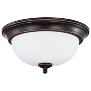 13" Frosted Bowl LED Flush Mount in Mahogany Bronze