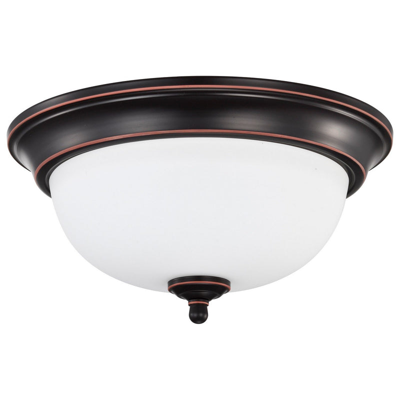 13" Frosted Bowl LED Flush Mount in Mahogany Bronze