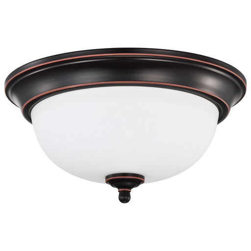 13" Frosted Bowl LED Flush Mount in Mahogany Bronze