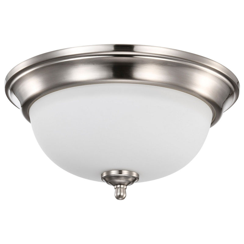 13" Frosted Bowl LED Flush Mount in Brushed Nickel