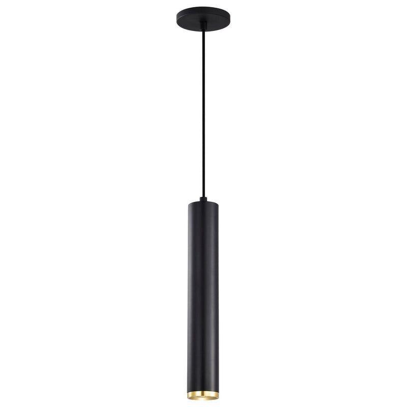 Century LED Pendant in Matte Black and Brushed Brass