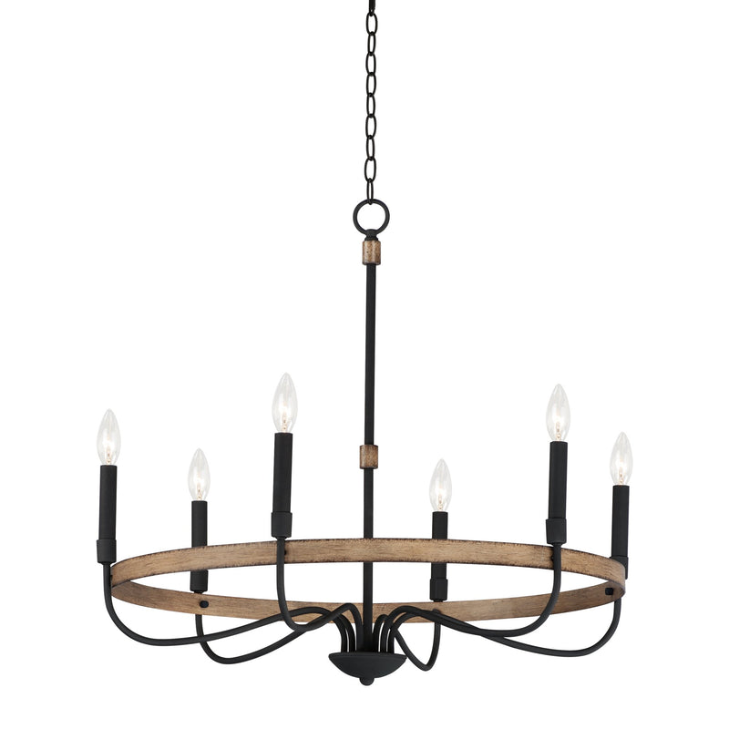 Franklin 6 Light Chandelier in Driftwood / Black