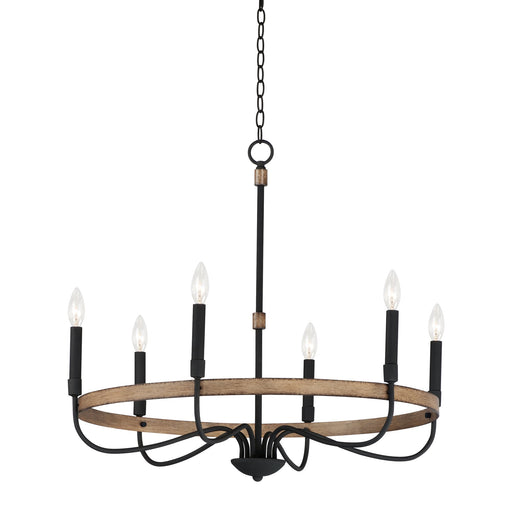 Franklin 6 Light Chandelier in Driftwood / Black