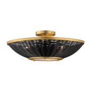Rattan 20" Convertible Semi-Flush Mount in Natural Aged Brass