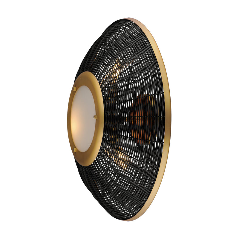 Rattan 20" Convertible Semi-Flush Mount in Natural Aged Brass