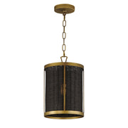 Rattan 1 Light Pendant in Natural Aged Brass