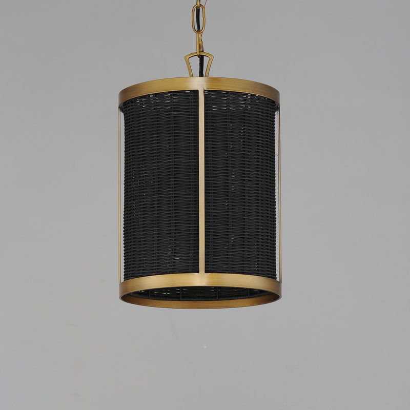 Rattan 1 Light Pendant in Natural Aged Brass