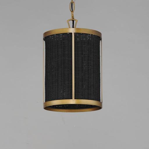 Rattan 1 Light Pendant in Natural Aged Brass