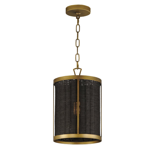 Rattan 1 Light Pendant in Natural Aged Brass