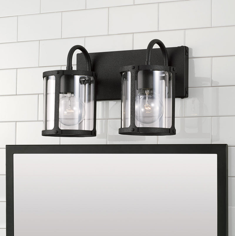 Brennen 2-Light Bath Vanity Light in Black Iron
