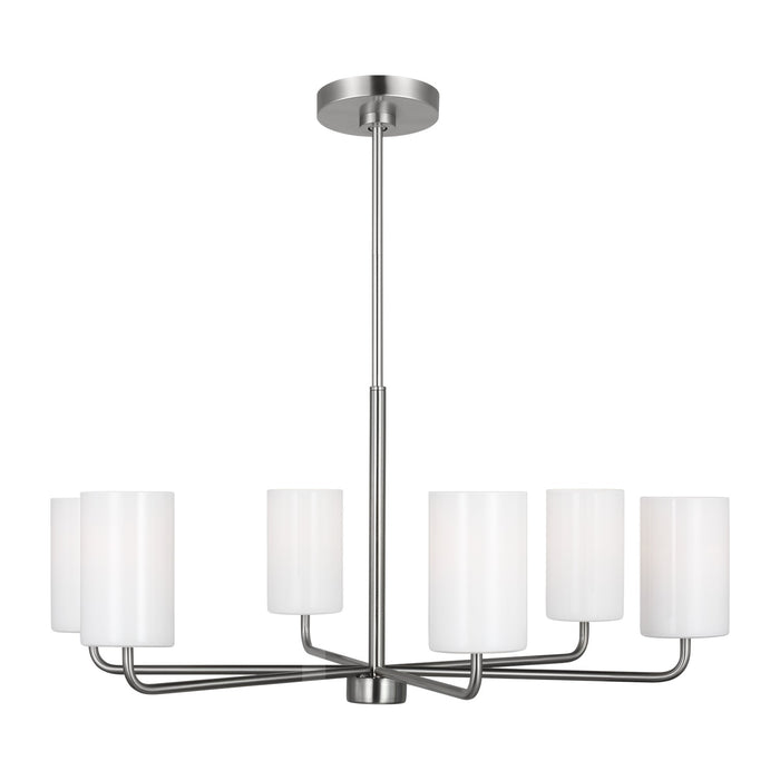 Rhett Six Light Chandelier in Brushed Steel