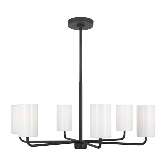 Rhett Six Light Chandelier in Midnight Black