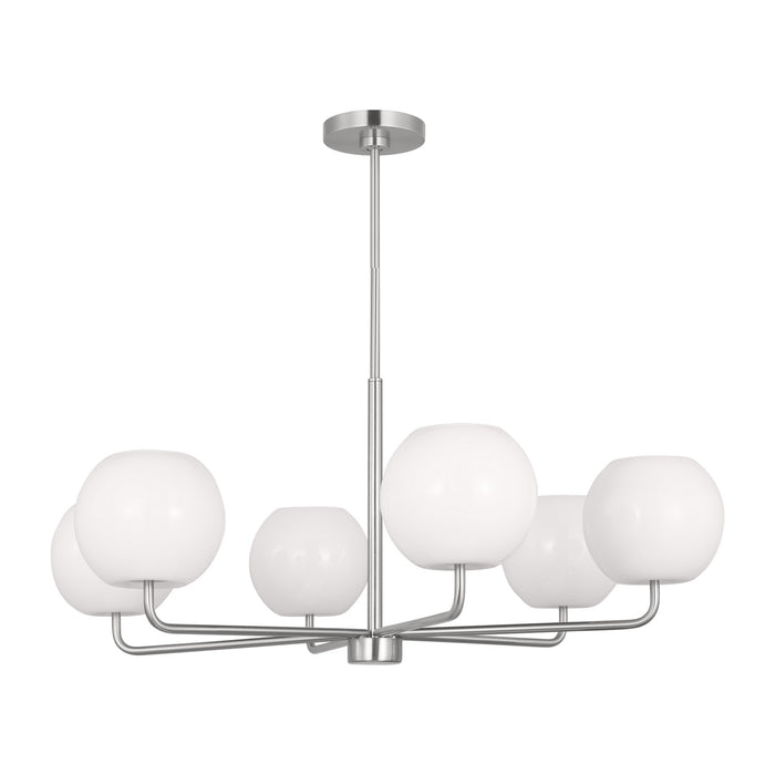 Rory Six Light Chandelier in Brushed Steel