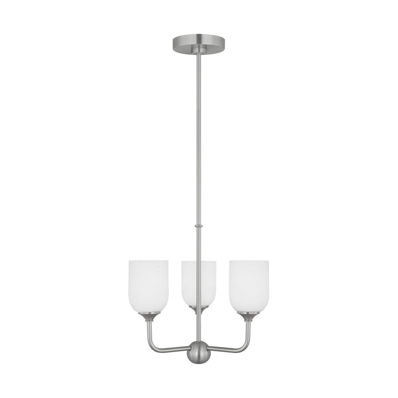 Emile 3-Light Chandelier in Brushed Steel