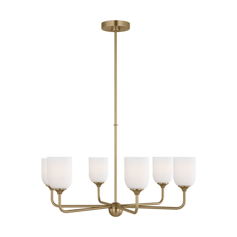Emile 6-Light Chandelier in Satin Brass