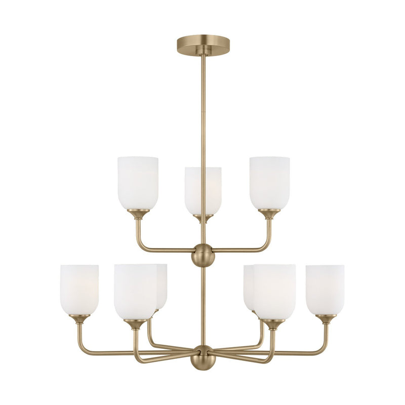 Emile 9-Light Chandelier in Satin Brass