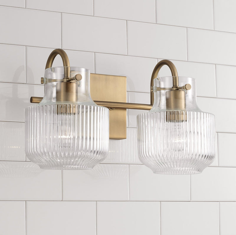 Nyla 2-Light Bath Vanity Light in Aged Brass