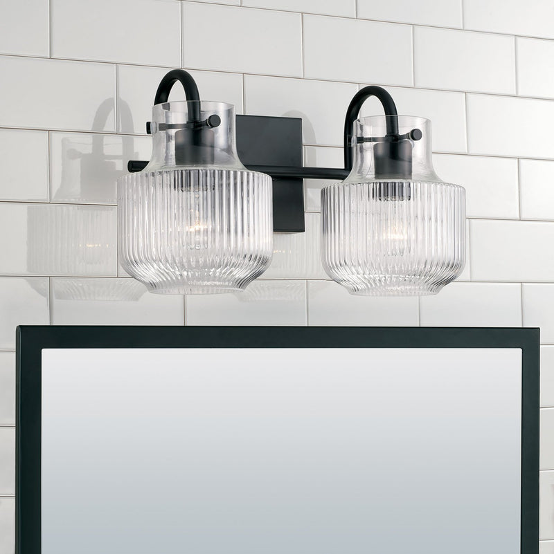 Nyla 2-Light Bath Vanity Light in Matte Black