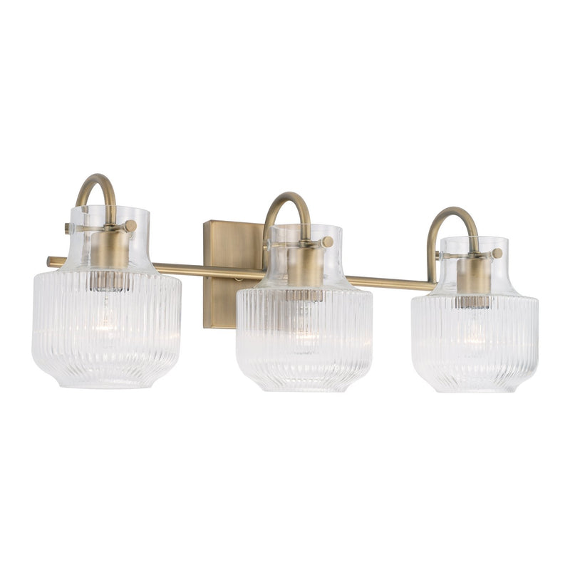 Nyla 3-Light Bath Vanity Light in Aged Brass