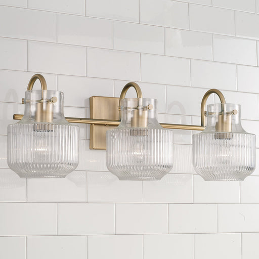 Nyla 3-Light Bath Vanity Light in Aged Brass