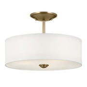 Shailene 3-Light 14" Round Semi-Flush Mount in Natural Brass
