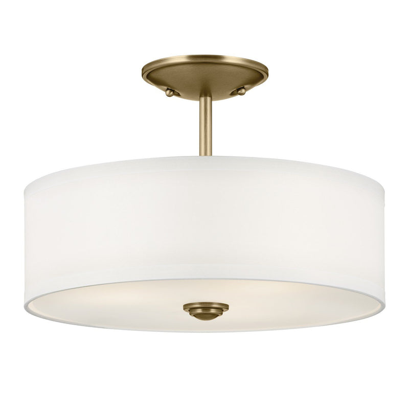 Shailene 3-Light 14" Round Semi-Flush Mount in Natural Brass