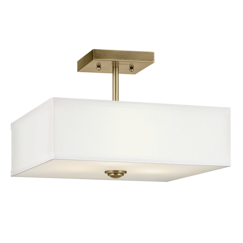 Shailene 3-Light 14" Square Semi-Flush Mount in Natural Brass
