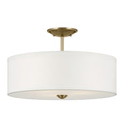 Shailene 3-Light 18" Round Semi-Flush Mount in Natural Brass