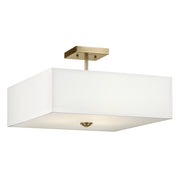 Shailene 3-Light 18" Square Semi-Flush Mount in Natural Brass
