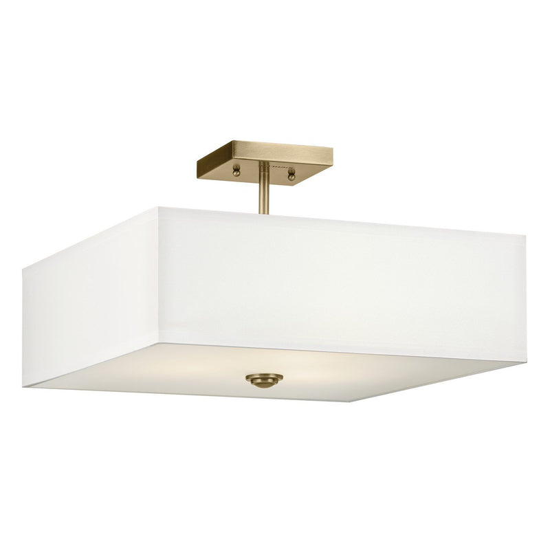 Shailene 3-Light 18" Square Semi-Flush Mount in Natural Brass