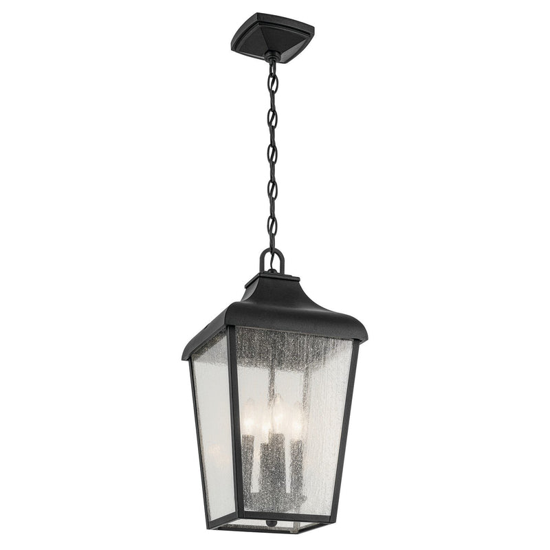 Forestdale 4-Light Outdoor Lantern Pendant in Textured Black