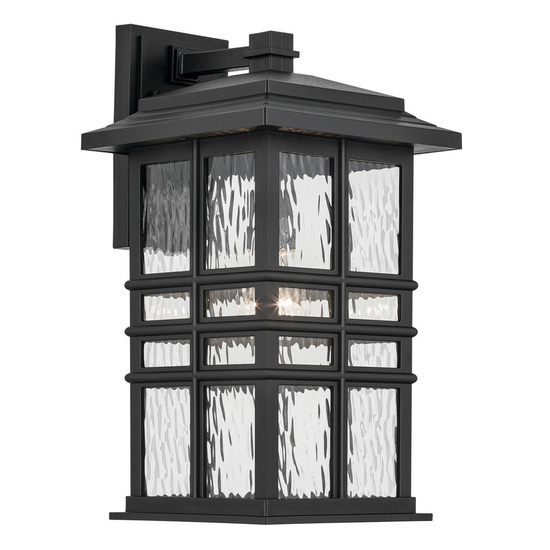Beacon Square Large Outdoor Wall Lantern in Textured Black
