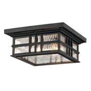 Beacon Square 2-Light Outdoor Flush Mount in Textured Black