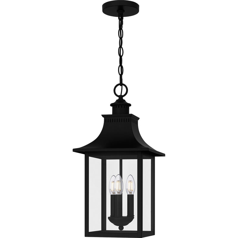 Chancellor 3-Light Outdoor Hanging Lantern in Mystic Black