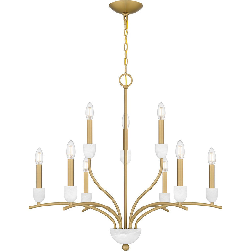 Frida 9-Light Chandelier in Aged Brass