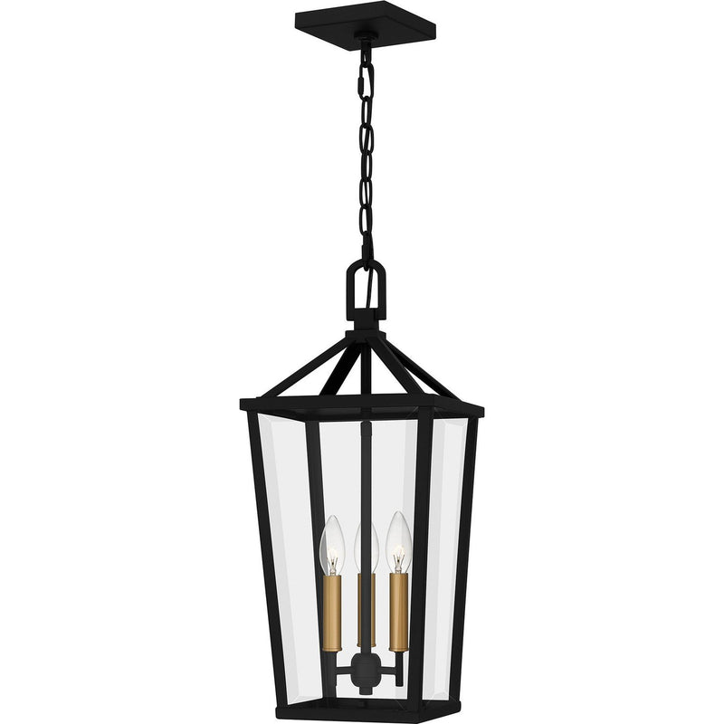 Hull 3-Light Outdoor Lantern Pendant in Matte Black