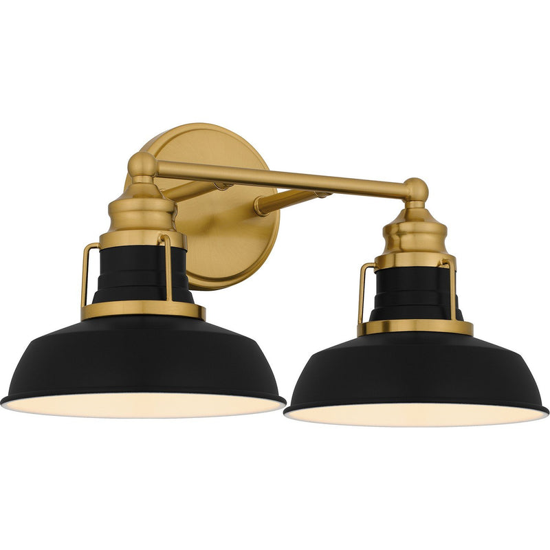 Huxley 2-Light Bath Vanity Light in Aged Brass
